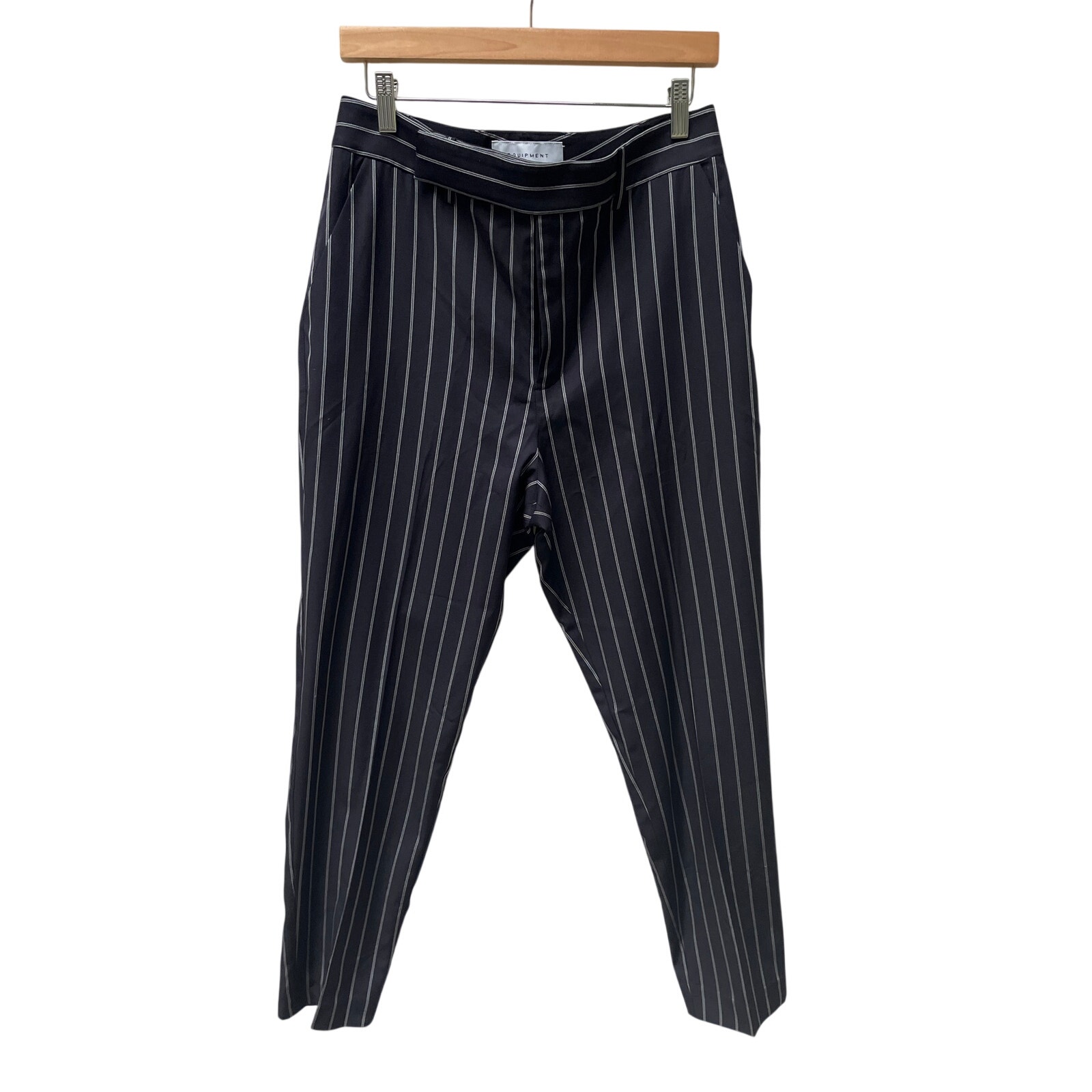 Equipment Femme Black Pinstripe Warsaw Career Trouser Pant Women’s Size 8